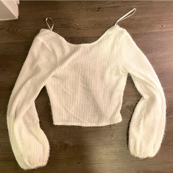 Princess Polly Cropped White Sweater - Picture 3 of 4